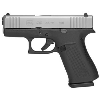 Glock 43X 9mm 10rd 3.41″ Pistol Black/Silver PVD PX435SL201